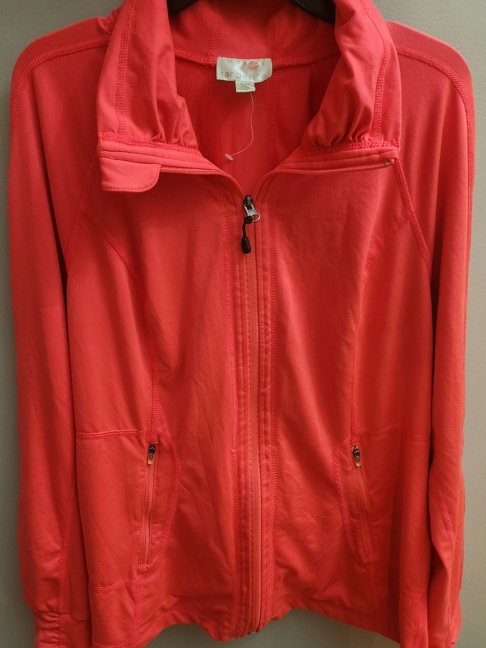 Tangerine Women's XL Zip-Up Long Sleeve Hot Pink Athletic Lightweight Jacket